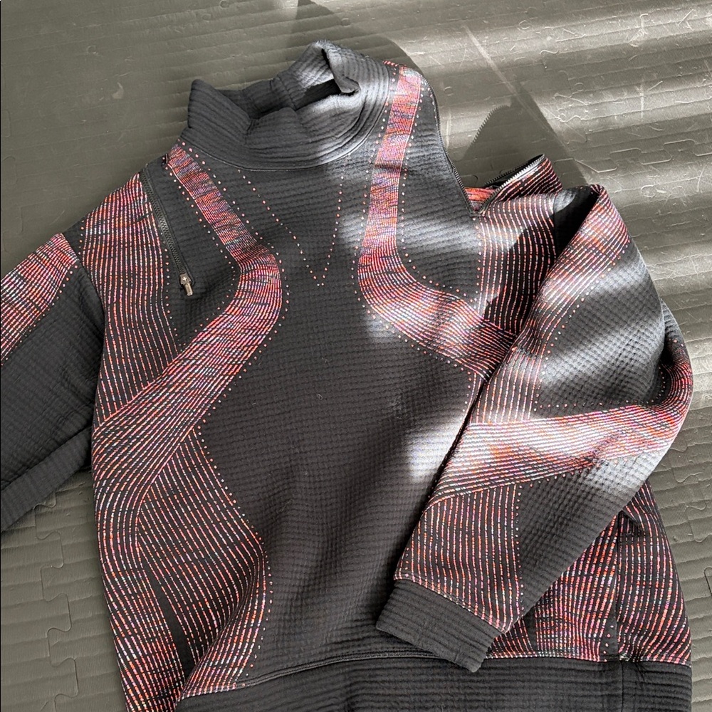 Nike Unique Zipped Shoulder Black Sweater with Red Wave Detailing